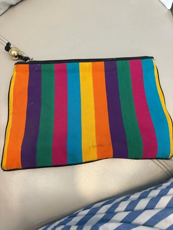 Colorful Striped Canvas Zip Pouch - Picture 3 of 8